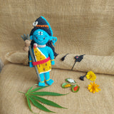 Shiva Plush Stuffed Toy and Rakhi| Sky Blue | Toys For Kids | Handmade Infant Soothe Toys | Artisan Made In India | Amigurumi Toys | 100% Cotton | Crochet Cuddle Toys | Bholenath