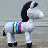 Standing Donkey Plush Stuffed Toy | Grey | Toys For Kids | Handmade Infant Soothe Toys | Artisan Made In India | Amigurumi Toys | 100% Cotton | Crochet Cuddle Toys