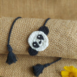 Panda Plush Stuffed Toy and Rakhi | Crochet Hand Made Toys | Toys For Kids | Handmade Infant Soothe Toys | Artisan Made In India | Amigurumi Toys | 100% Cotton | Crochet Cuddle Toys | Panda Rakhi