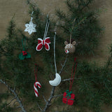 Christmas home decor - pack of 7 Stuffed Plush Toy | Festive Glow Set – Handcrafted Snowflake, Bow, Reindeer, holly leaf, Moon, Candy Cane, Gift Box | Artisan Made In India | 100% Cotton | Gift pack