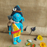 Shiva Plush Stuffed Toy and Rakhi| Sky Blue | Toys For Kids | Handmade Infant Soothe Toys | Artisan Made In India | Amigurumi Toys | 100% Cotton | Crochet Cuddle Toys | Bholenath
