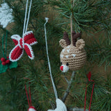 Christmas home decor - pack of 7 Stuffed Plush Toy | Festive Glow Set – Handcrafted Snowflake, Bow, Reindeer, holly leaf, Moon, Candy Cane, Gift Box | Artisan Made In India | 100% Cotton | Gift pack