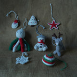 Christmas home decor - pack of 8 Stuffed Plush Toy | Festive Glow Set – Handcrafted Snowflake, Santa, Star, Reindeer, Bauble, Christmas Tree, Octopus, Snowman | Artisan Made In India | 100% Cotton | Gift pack