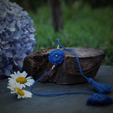 Blue Flower Moti Rakhi | Rakshabandhan | For Kids & Adults | Artisan Made In India | 100% Cotton | Crochet, Handcrafted