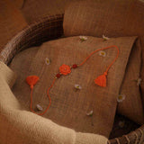 Orange Flower Moti Rudraksh Rakhi | Rakshabandhan | For Kids & Adults | Artisan Made In India | 100% Cotton | Crochet, Handcrafted