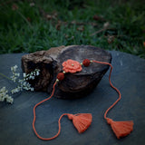 Orange Flower Moti Rudraksh Rakhi | Rakshabandhan | For Kids & Adults | Artisan Made In India | 100% Cotton | Crochet, Handcrafted