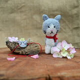 Cat Plush Stuffed Toy | Grey | Toys For Kids | Handmade Infant Soothe Toys | Artisan Made In India | Amigurumi Toys | 100% Cotton | Crochet Cuddle Toys