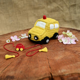 Car Plush Stuffed Toy | Yellow | Toys For Kids | Handmade Infant Soothe Toys | Artisan Made In India | Amigurumi Toys | 100% Cotton | Crochet Cuddle Toys | Rakshabandhan| Gifting