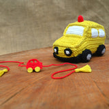 Car Plush Stuffed Toy | Yellow | Toys For Kids | Handmade Infant Soothe Toys | Artisan Made In India | Amigurumi Toys | 100% Cotton | Crochet Cuddle Toys | Rakshabandhan| Gifting