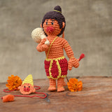 Hanuman Plush Stuffed Toy | Toys for Kids | Handmade Infant Soothe Toys | Artisan Made in India | Amigurumi Toys | 100% Cotton | Crochet Cuddle Toys | Rakshabandhan | Gifting