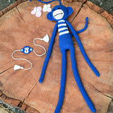 Monkey Plush Stuffed Toy | Blue | Toys For Kids | Handmade Infant Soothe Toys | Artisan Made In India | Amigurumi Toys | 100% Cotton | Crochet Cuddle Toys | Rakshabandhan | Gifting | curtain holder