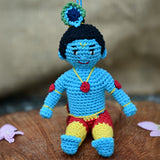 Krishna ji Plush Stuffed Toy | Sky Blue | Toys For Kids | Handmade Infant Soothe Toys | Artisan Made In India | Amigurumi Toys | 100% Cotton | Crochet Cuddle Toys | kanha ji