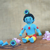Krishna ji Plush Stuffed Toy | Sky Blue | Toys For Kids | Handmade Infant Soothe Toys | Artisan Made In India | Amigurumi Toys | 100% Cotton | Crochet Cuddle Toys | kanha ji