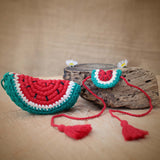 Watermelon Slice Plush Stuffed Toy | Toys For Kids | Handmade Infant Soothe Toys | Artisan Made In India | Amigurumi Toys | 100% Cotton | Crochet Cuddle Toys | Rakshabandhan| Gifting