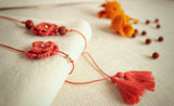 Orange Flower Moti Rudraksh Rakhi | Rakshabandhan | For Kids & Adults | Artisan Made In India | 100% Cotton | Crochet, Handcrafted