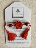 Orange Flower Moti Rudraksh Rakhi | Rakshabandhan | For Kids & Adults | Artisan Made In India | 100% Cotton | Crochet, Handcrafted